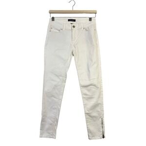 White House Black Market‎ Minimalist Streetstyle Skimmer Ankle Zip White Jeans 0